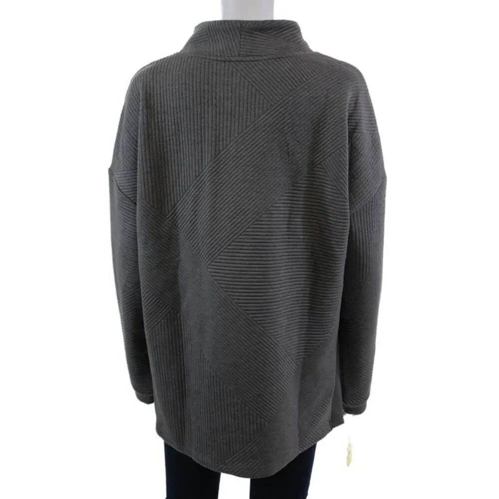 Tribal Womens Long Sleeves Turtleneck Sweater Charcoal Gray Size Large